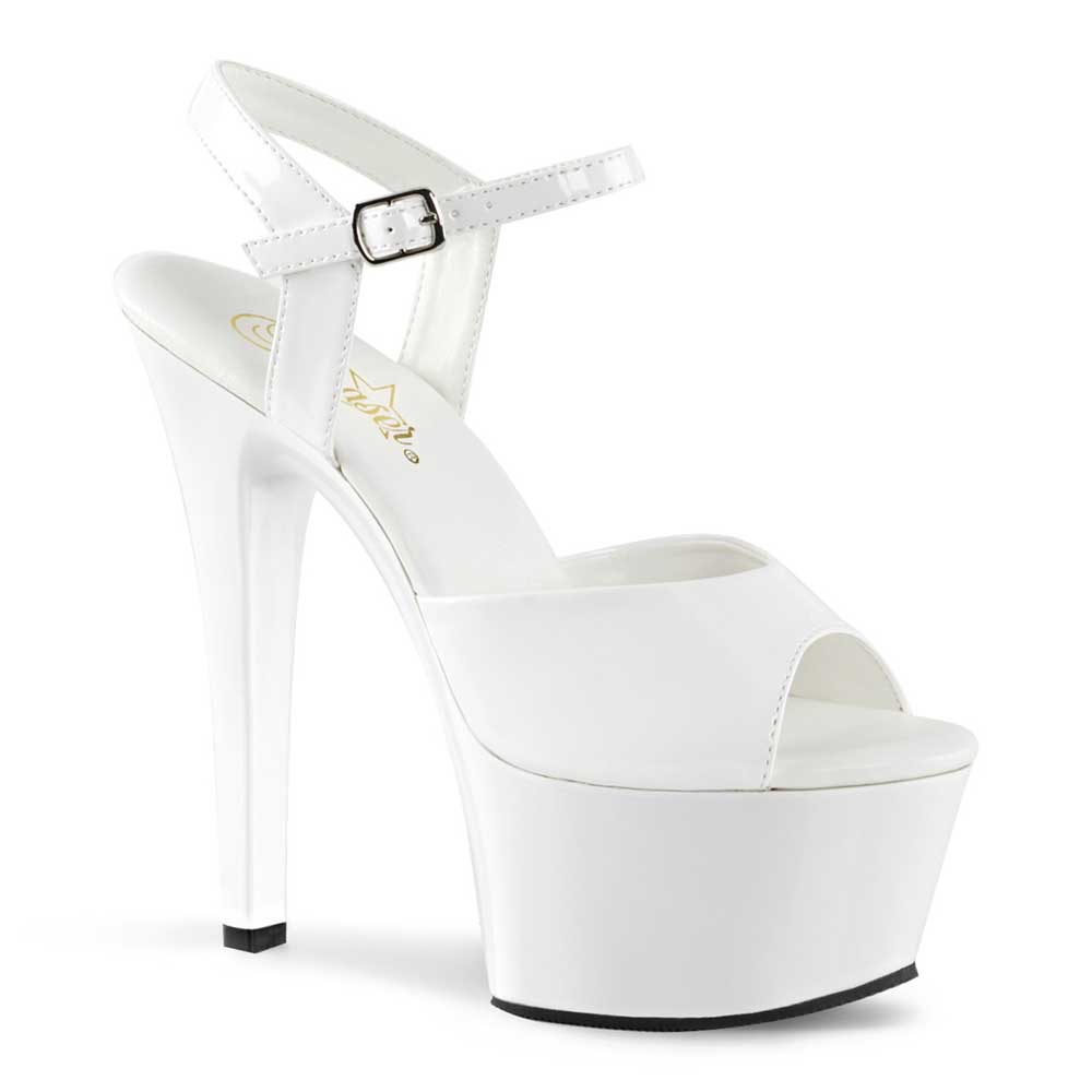 Pleaser - ASPIRE-609 Knöchelriemen-Sandale, Poledance Schuhe - Pole dance schuhe - Weiß